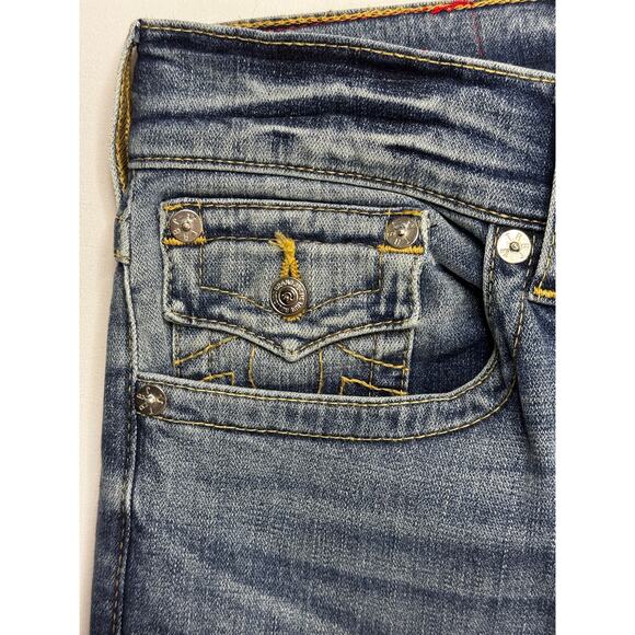 True Religion Men's Rocco Relaxed Skinny w/Flaps Blue Denim Jeans - 34 (35x34) - Picture 2 of 8